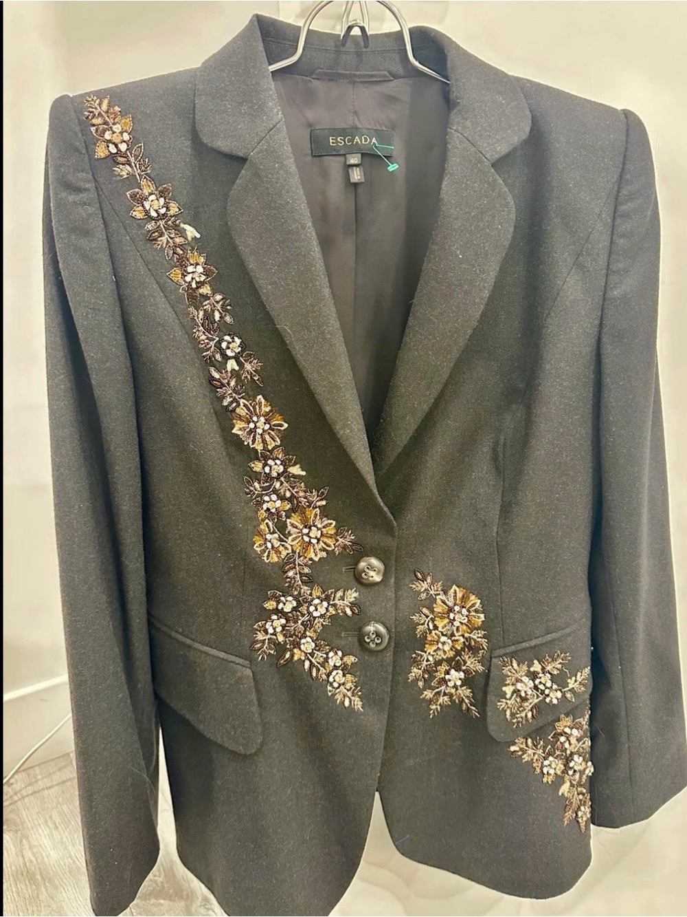 Vintage Escada Sequined Wool suit. Jacket and pants